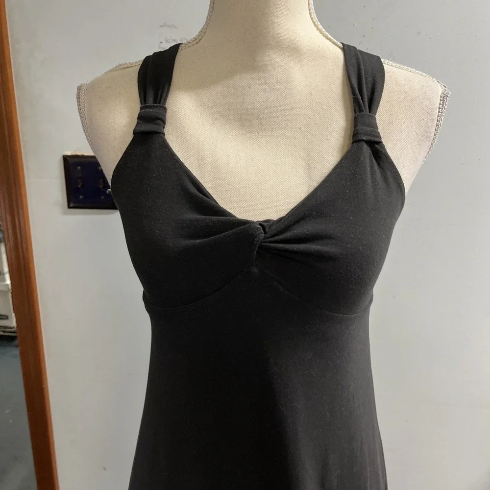 Prana‎ Mario Dress Black Athletic Knot Front Size S Built In Bra Comfort Travel